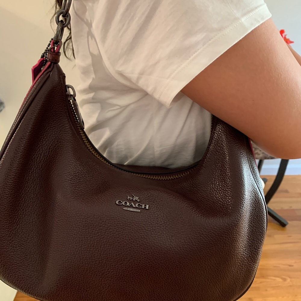 Coach Purple and Hot pink leather shoulder bag